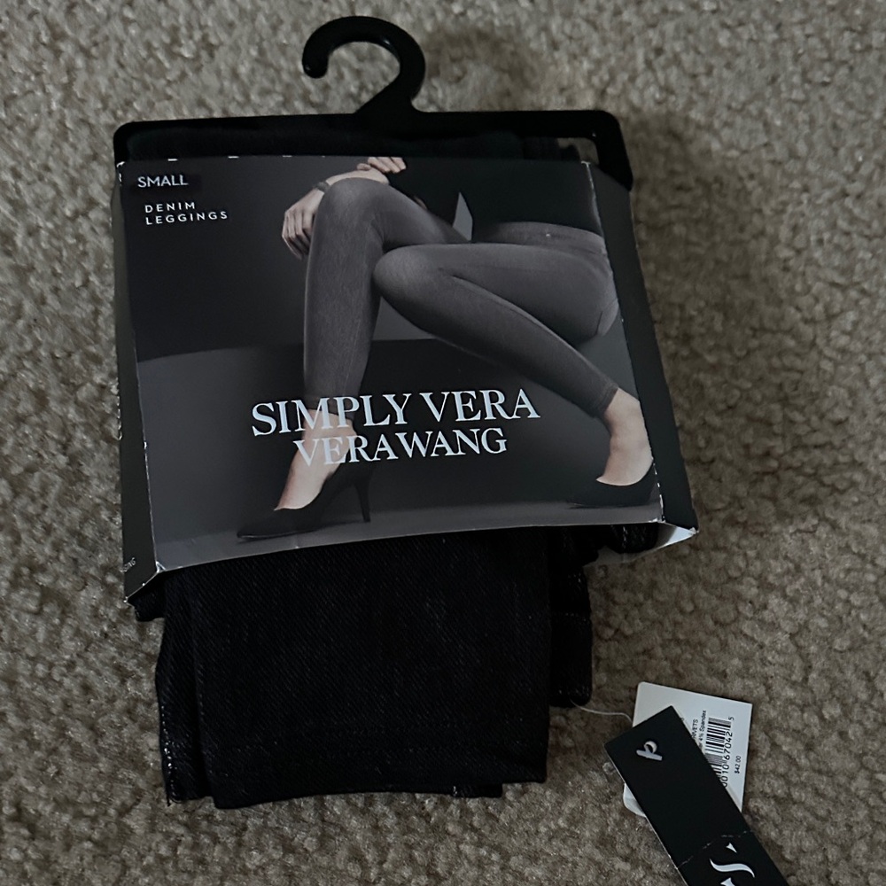 Simply Vera Vera Wang Black Denim-Look Leggings size small